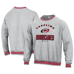 Carolina Hurricanes Champion Reverse Weave Yarn Dye Pullover Sweatshirt - Heather Gray Sweatshirts