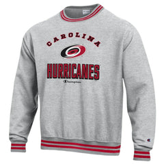 Carolina Hurricanes Champion Reverse Weave Yarn Dye Pullover Sweatshirt - Heather Gray Sweatshirts