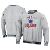 Edmonton Oilers Champion Reverse Weave Yarn Dye Pullover Sweatshirt - Heather Gray Sweatshirts