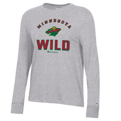 Minnesota Wild Champion Women's Core Long Sleeve T-Shirt - Heather Gray T-shirts