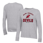 New Jersey Devils Champion Women's Core Long Sleeve T-Shirt - Heather Gray T-shirts