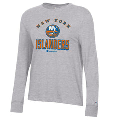 New York Islanders Champion Women's Core Long Sleeve T-Shirt - Heather Gray T-shirts