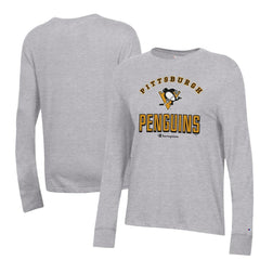 Pittsburgh Penguins Champion Women's Core Long Sleeve T-Shirt - Heather Gray T-shirts