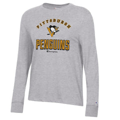Pittsburgh Penguins Champion Women's Core Long Sleeve T-Shirt - Heather Gray T-shirts