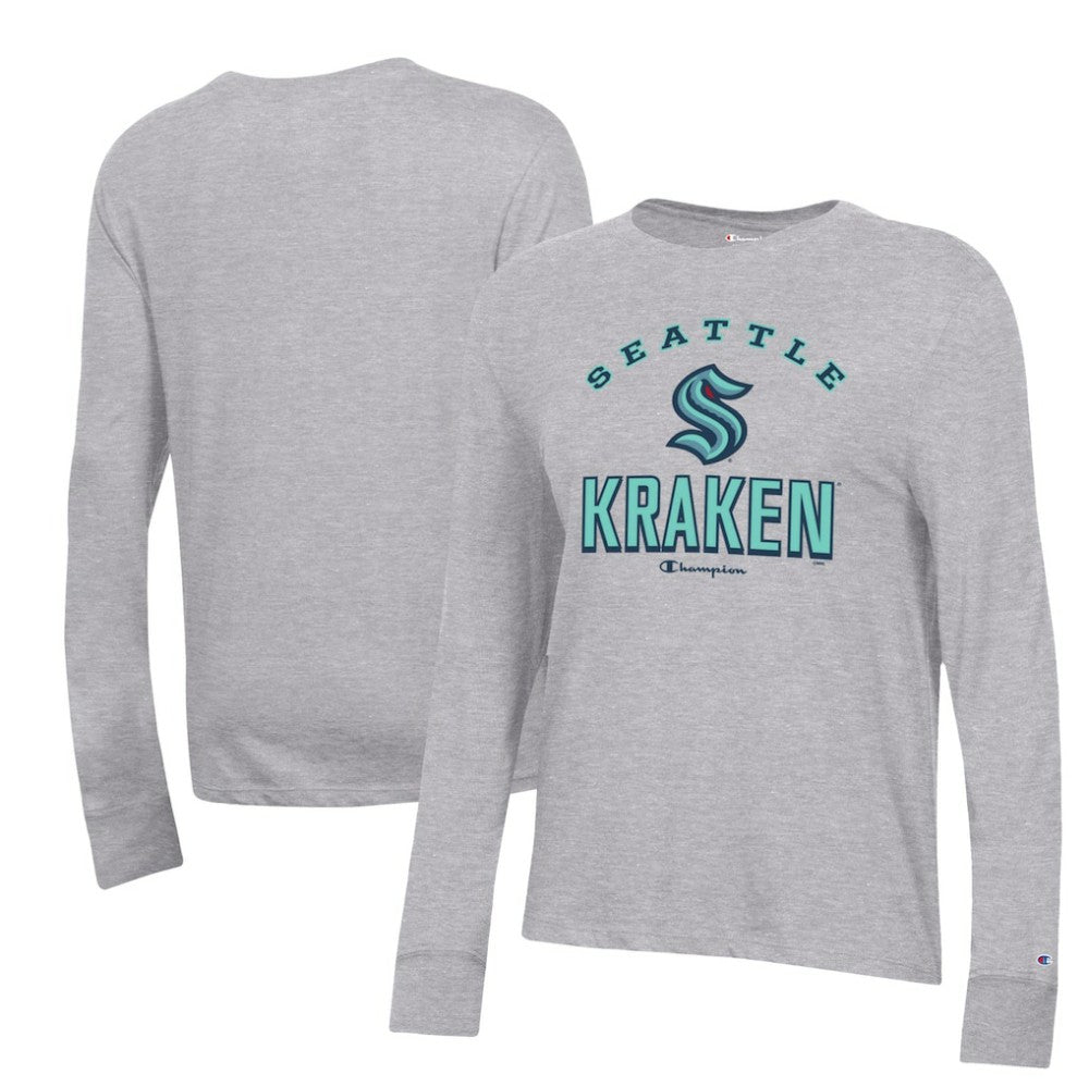 Seattle Kraken Champion Women's Core Long Sleeve T-Shirt - Heather Gray T-shirts