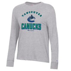 Vancouver Canucks Champion Women's Core Long Sleeve T-Shirt - Heather Gray T-shirts