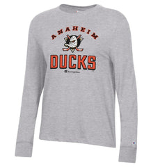 Anaheim Ducks Champion Women's Core Long Sleeve T-Shirt - Heather Gray T-shirts