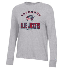 Columbus Blue Jackets Champion Women's Core Long Sleeve T-Shirt - Heather Gray T-shirts