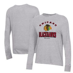 Chicago Blackhawks Champion Women's Core Long Sleeve T-Shirt - Heather Gray T-shirts