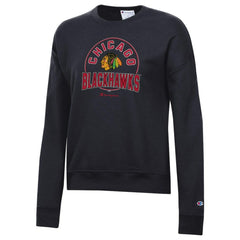 Chicago Blackhawks Champion Women's Powerblend Pullover Sweatshirt - Black Sweatshirts