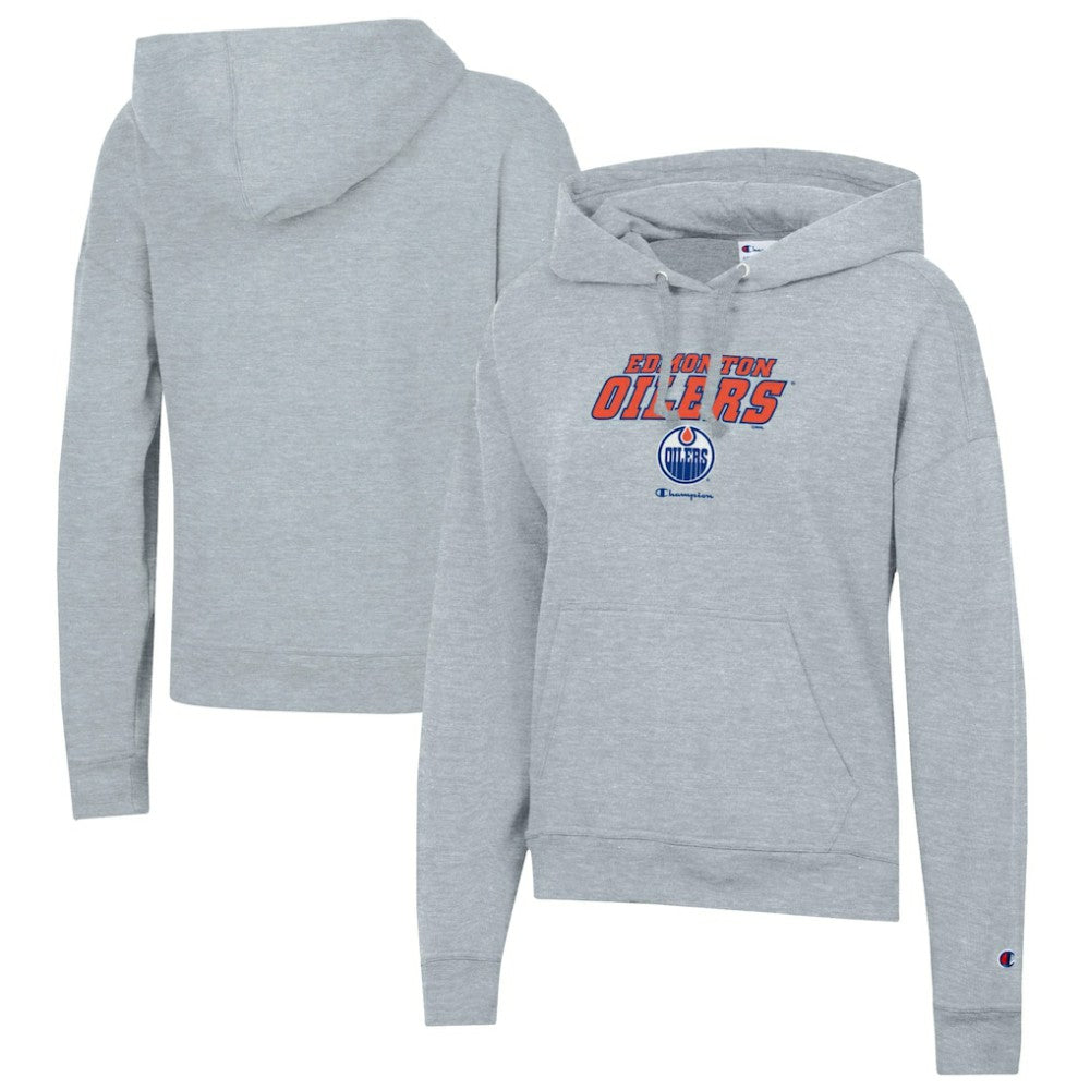 Edmonton Oilers Champion Women's Powerblend Fleece Pullover Hoodie - Gray Hoodies