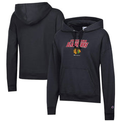 Chicago Blackhawks Champion Women's Powerblend Fleece Pullover Hoodie - Black Hoodies