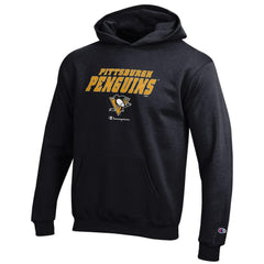 Pittsburgh Penguins Champion Youth Eco Powerblend Pullover Hoodie - Black Hoodies