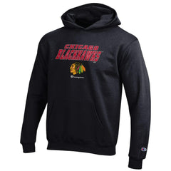 Chicago Blackhawks Champion Youth Eco Powerblend Pullover Hoodie - Black Hoodies