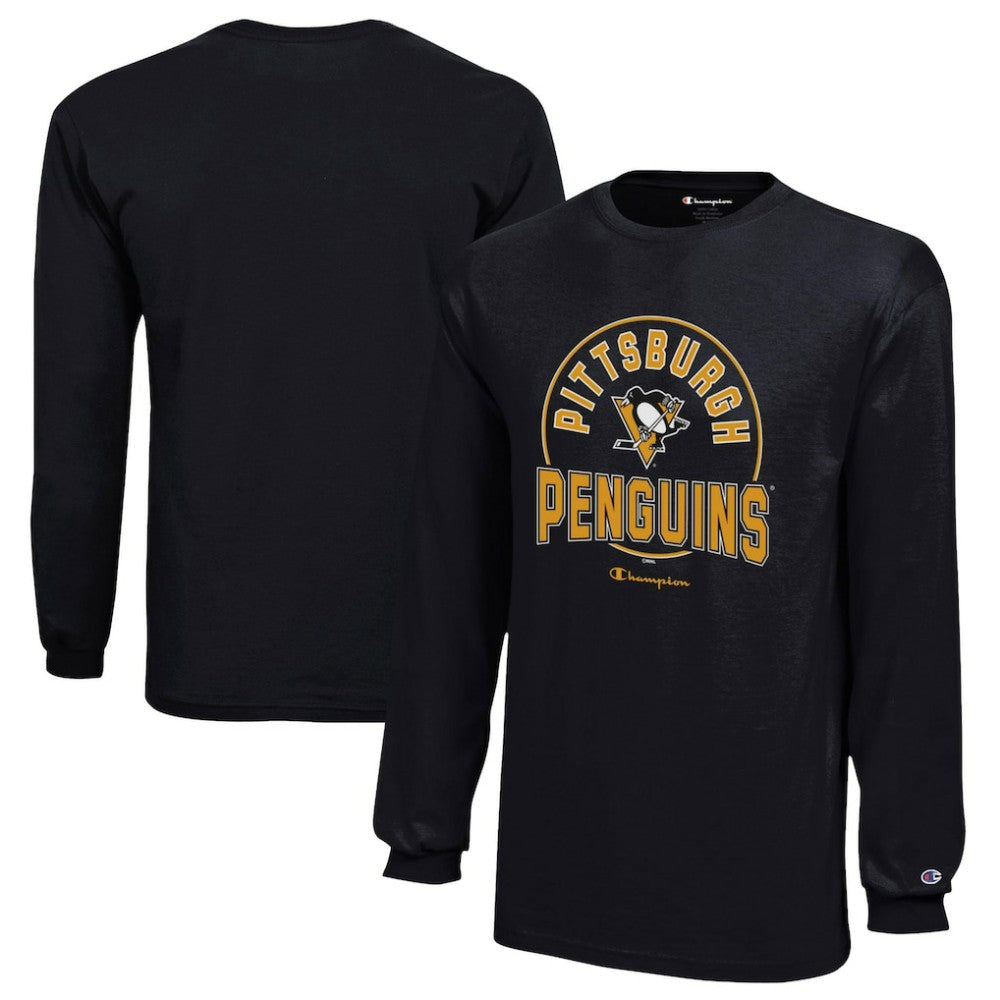 Pittsburgh Penguins Champion Youth Long-Sleeve Jersey T-Shirt - Black T-shirts