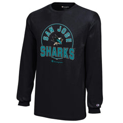 San Jose Sharks Champion Youth Long-Sleeve Jersey T-Shirt - Black T-shirts