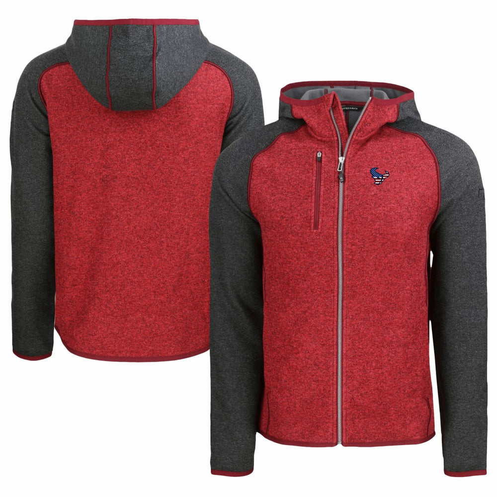 Houston Texans Cutter & Buck Americana Mainsail Full-Zip Hooded Jacket - Heather Red/Heather Charcoal sale