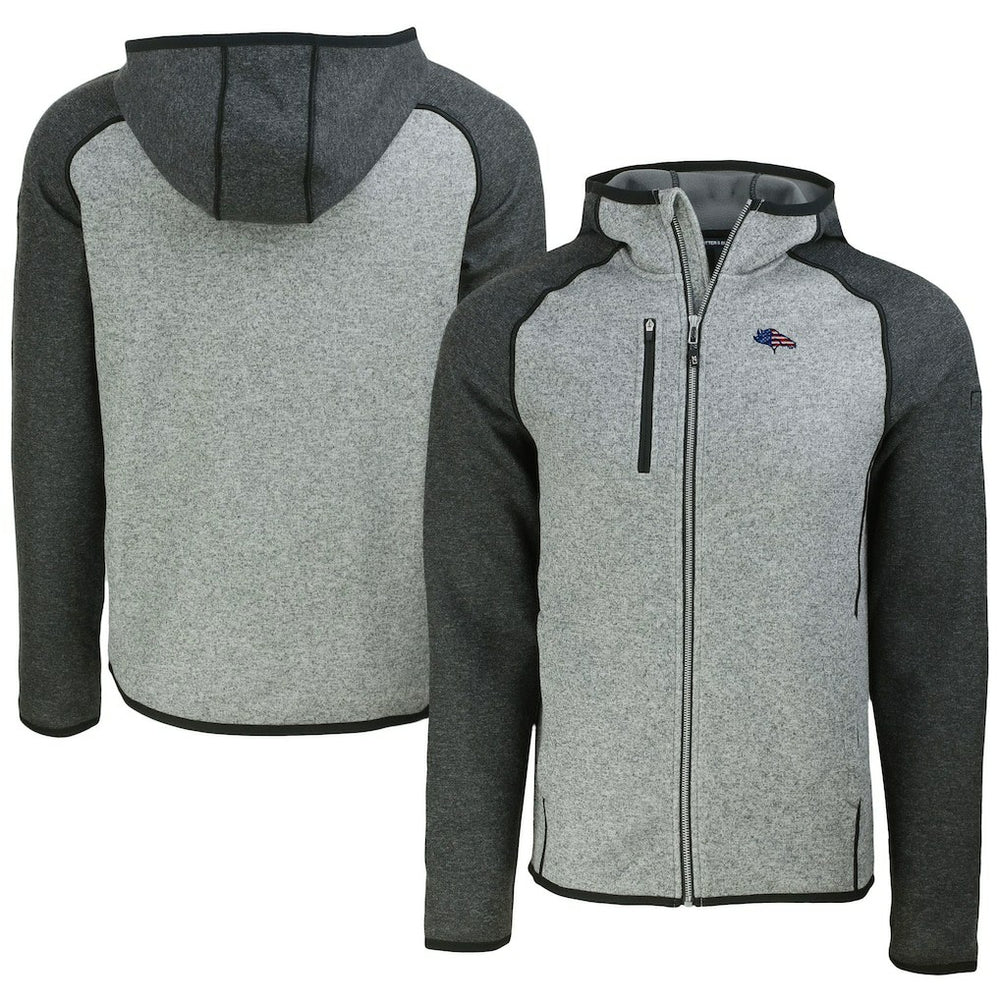 Denver Broncos Cutter & Buck Americana Mainsail Full-Zip Hooded Jacket - Heather Gray/Heather Charcoal cheap