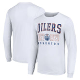 Edmonton Oilers Starter Retro Graphic Long Sleeve Crew T-Shirt - White T-shirts