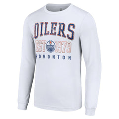 Edmonton Oilers Starter Retro Graphic Long Sleeve Crew T-Shirt - White T-shirts