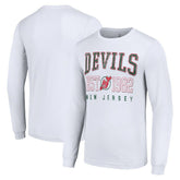 New Jersey Devils Starter Retro Graphic Long Sleeve Crew T-Shirt - White T-shirts