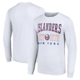 New York Islanders Starter Retro Graphic Long Sleeve Crew T-Shirt - White T-shirts