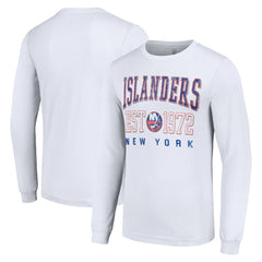 New York Islanders Starter Retro Graphic Long Sleeve Crew T-Shirt - White T-shirts