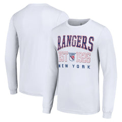 New York Rangers Starter Retro Graphic Long Sleeve Crew T-Shirt - White T-shirts