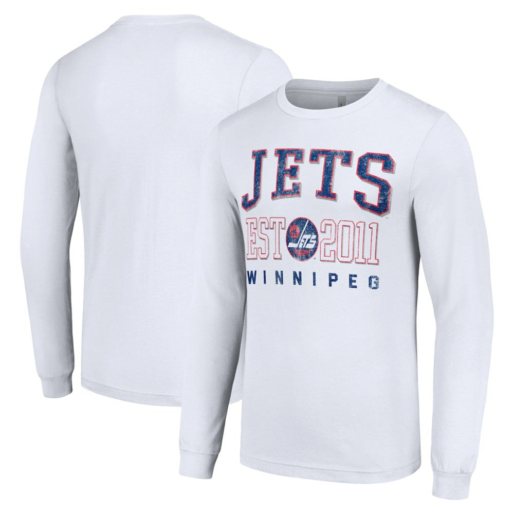 Winnipeg Jets Starter Retro Graphic Long Sleeve Crew T-Shirt - White T-shirts