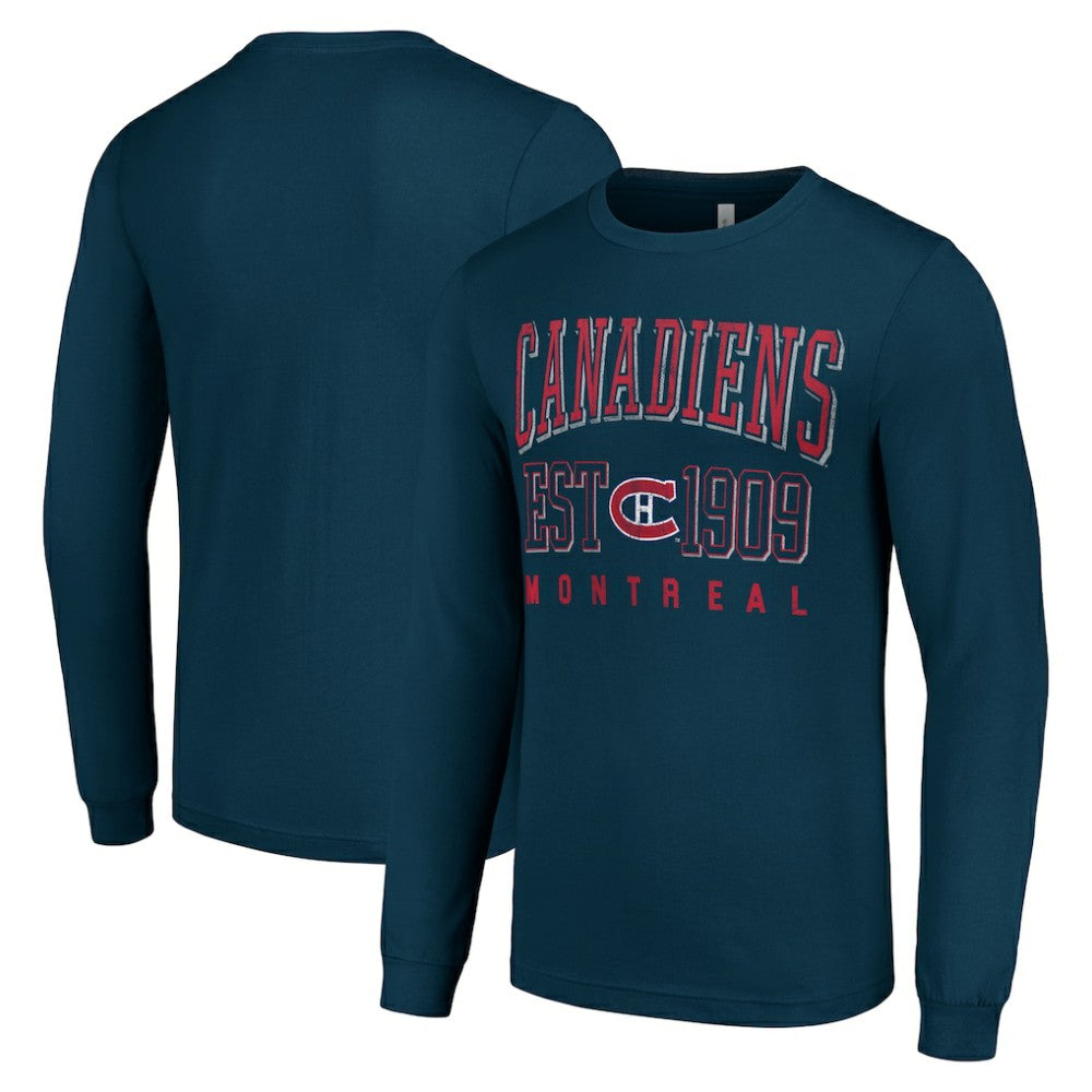 Montreal Canadiens Starter Retro Graphic Long Sleeve Crew T-Shirt - Navy T-shirts