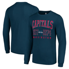 Washington Capitals Starter Retro Graphic Long Sleeve Crew T-Shirt - Navy T-shirts