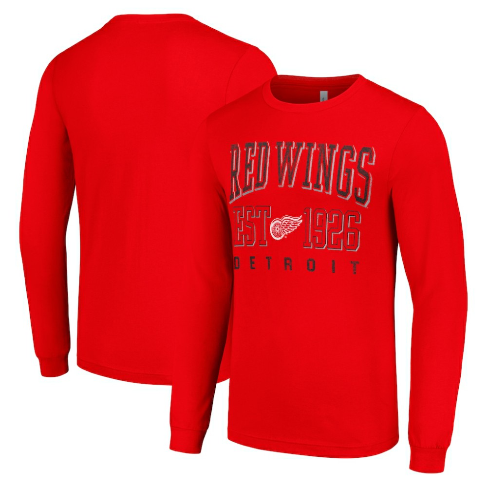 Detroit Red Wings Starter Retro Graphic Long Sleeve Crew T-Shirt - Red T-shirts