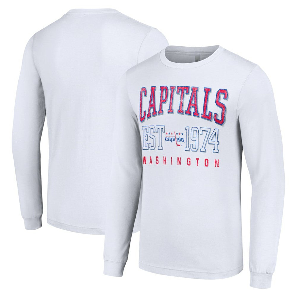 Washington Capitals Starter Retro Graphic Long Sleeve Crew T-Shirt - White T-shirts