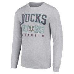 Anaheim Ducks Starter Retro Graphic Long Sleeve Crew T-Shirt - Heather Gray T-shirts