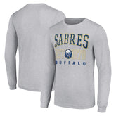 Buffalo Sabres Starter Retro Graphic Long Sleeve Crew T-Shirt - Heather Gray T-shirts