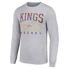 Los Angeles Kings Starter Retro Graphic Long Sleeve Crew T-Shirt - Heather Gray T-shirts