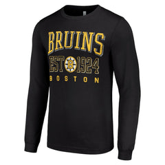 Boston Bruins Starter Retro Graphic Long Sleeve Crew T-Shirt - Black T-shirts