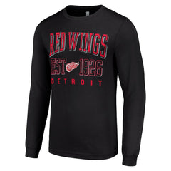 Detroit Red Wings Starter Retro Graphic Long Sleeve Crew T-Shirt - Black T-shirts