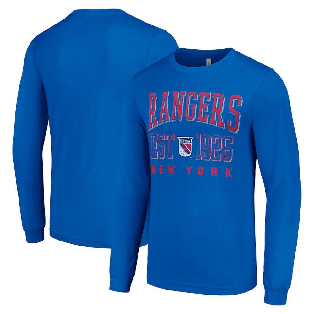New York Rangers Starter Retro Graphic Long Sleeve Crew T-Shirt - Royal T-shirts