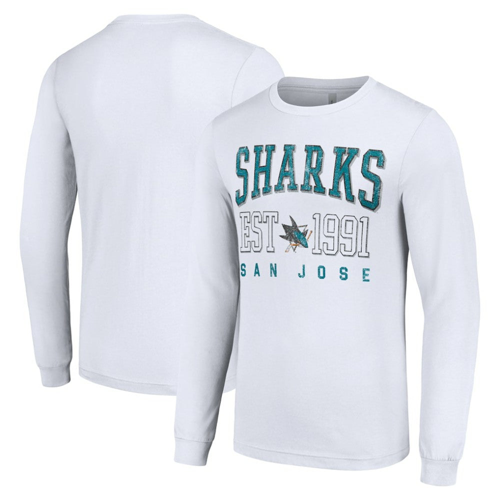 San Jose Sharks Starter Logo Graphic Long Sleeve T-Shirt - White T-shirts
