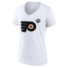 Philadelphia Flyers Fanatics Women's 2024 NHL Stadium Series Logo V-Neck T-shirt - White T-shirts