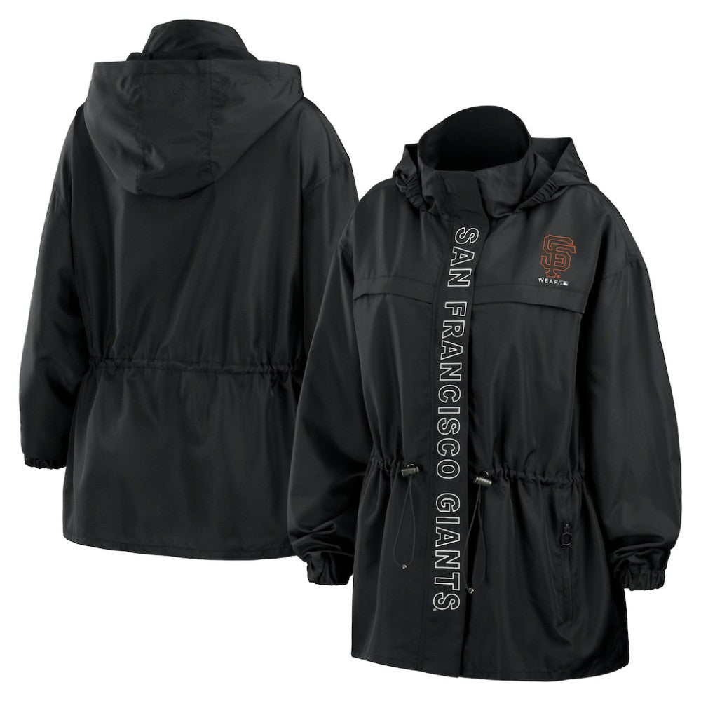San Francisco Giants WEAR by Erin Andrews Women's Full-Zip Windbreaker Hoodie Jacket Black