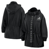 Atlanta Braves WEAR by Erin Andrews Women's Full-Zip Windbreaker Hoodie Jacket Black