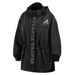 Atlanta Braves WEAR by Erin Andrews Women's Full-Zip Windbreaker Hoodie Jacket Black