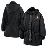 Houston Astros WEAR by Erin Andrews Women's Full-Zip Windbreaker Hoodie Jacket Black