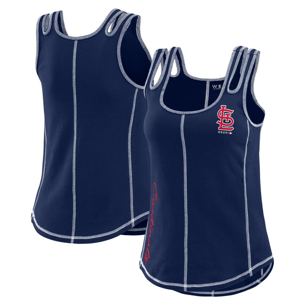 St. Louis Cardinals WEAR by Erin Andrews Women's Contrast Stitch Tank Top Navy