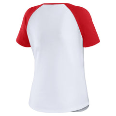 St. Louis Cardinals WEAR by Erin Andrews Women's Fitted Henley Raglan T-Shirt White/Red