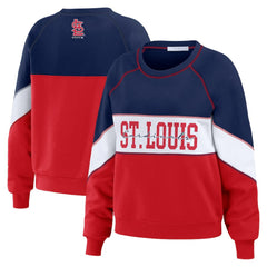 St. Louis Cardinals WEAR by Erin Andrews Women's Color Block Crew Neck Pullover Sweatshirt Navy/Red