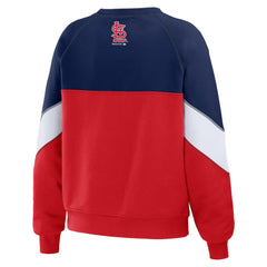 St. Louis Cardinals WEAR by Erin Andrews Women's Color Block Crew Neck Pullover Sweatshirt Navy/Red