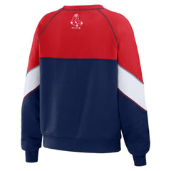 Boston Red Sox WEAR by Erin Andrews Women's Color Block Crew Neck Pullover Sweatshirt Red/Navy